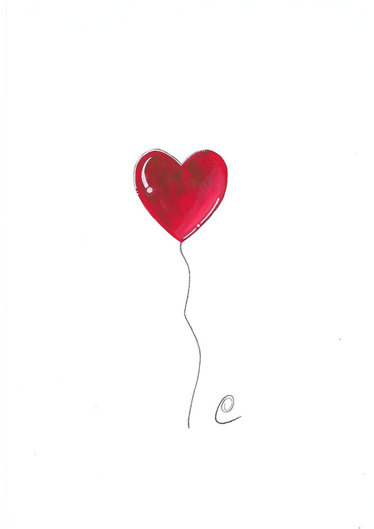 Original gouache painting 'Balloon heart'