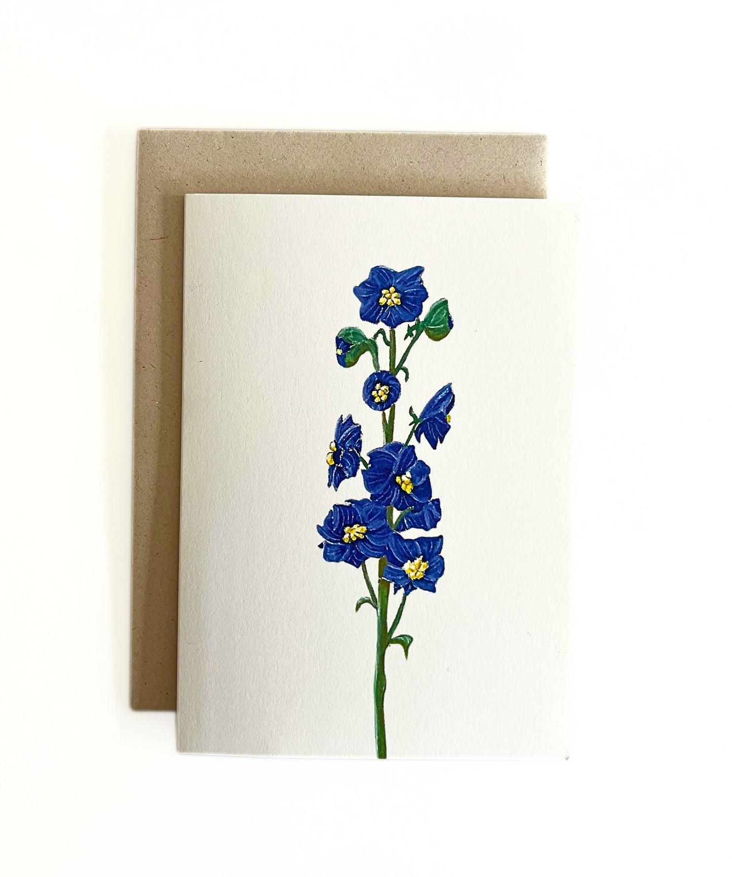 Wenskaart geboortebloem juli 'Ridderspoor'